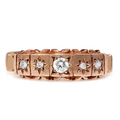 9ct Rose Gold Antique Style 5 Stone Diamond Ring