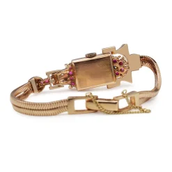 14ct Rose Gold Art Deco Ruby and Diamond Watch / Bracelet