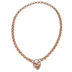 9ct Rose Gold Belcher Filigree Link Necklace with Padlock Clasp