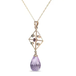 9ct Rose Gold Briolette Amethyst Necklace