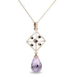 9ct Rose Gold Briolette Amethyst Necklace