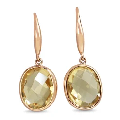 9ct Rose Gold Citrine Drop Earrings