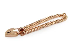 9ct Rose Gold Curb Link Bracelet with Heart Padlock