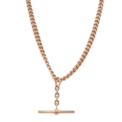 9ct Rose Gold Curb Link Graduated Fob Chain Necklace