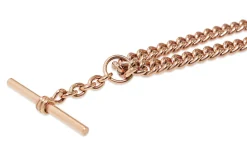 9ct Rose Gold Curb Link Graduated Fob Chain Necklace