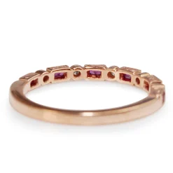 9ct Rose Gold Deco Style Ruby and Diamond Band