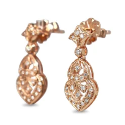 9ct Rose Gold Diamond Art Deco Style Earrings