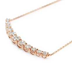 14ct Rose Gold Diamond Cluster Necklace