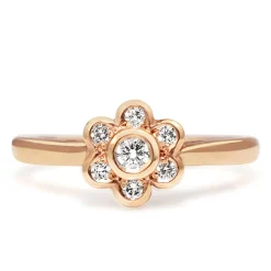 9ct Rose Gold Diamond Daisy / Flower Ring