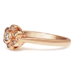 9ct Rose Gold Diamond Daisy / Flower Ring
