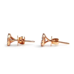 18ct Rose Gold Diamond Halo Stud Earrings