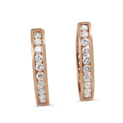 9ct Rose Gold Diamond Hoop Earrings