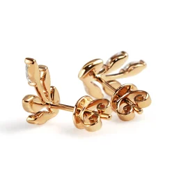 18ct Rose Gold Diamond Vine Ear Climber Earrings
