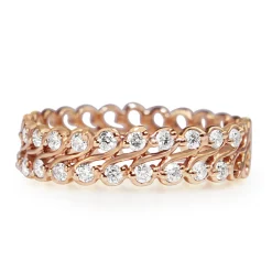 18ct Rose Gold Double Diamond Band