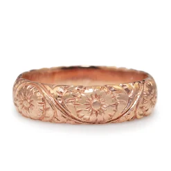 9ct Rose Gold Engraved Floral Band