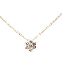 10ct Rose Gold Flower Cluster Diamond Necklace