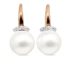 9ct Rose Gold Fresh Water Pearl and Diamond Earrings