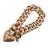 9ct Rose Gold Hollow Curb Link Bracelet with Filigree Padlock Clasp