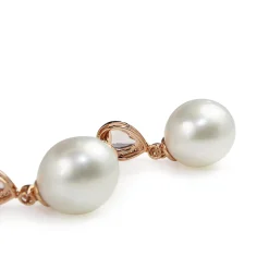 18ct Rose Gold 13.5mm South Sea Pearl, Morganite and Diamond Drop Earrings