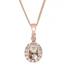 9ct Rose Gold Morganite and Diamond Halo Necklace