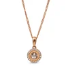 9ct Rose Gold Morganite and Diamond Halo Necklace