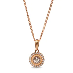 9ct Rose Gold Morganite and Diamond Halo Necklace