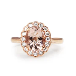 9ct Rose Gold Morganite and Diamond Daisy Ring