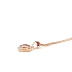 9ct Rose Gold Morganite and Diamond Halo Necklace