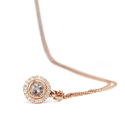 9ct Rose Gold Morganite and Diamond Halo Necklace