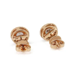 9ct Rose Gold Morganite and Diamond Halo Stud Earrings