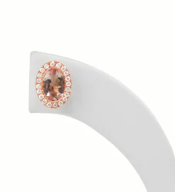 9ct Rose Gold Morganite and Diamond Halo Stud Earrings