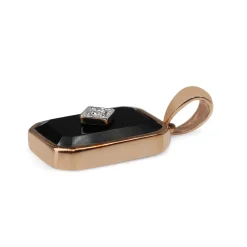 9ct Rose Gold Onyx and Diamond Pendant