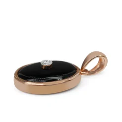 9ct Rose Gold Onyx and Diamond Pendant