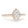 18ct Rose Gold Oval and Pear Diamond Halo Ring