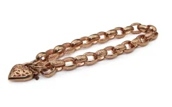 9ct Rose Gold Oval Belcher Link Bracelet with Etched Links