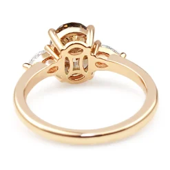 18ct Rose Gold Oval Champagne and Pear Diamond 3 Stone Ring