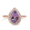 9ct Rose Gold Pear Amethyst and Diamond Halo Ring