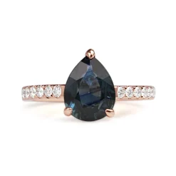 18ct Rose Gold Pear Sapphire and Diamond Ring