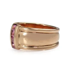 9ct Rose Gold Pink Sapphire Wide Band Ring