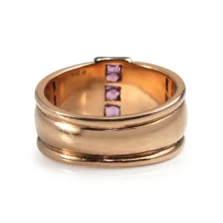 9ct Rose Gold Pink Sapphire Wide Band Ring