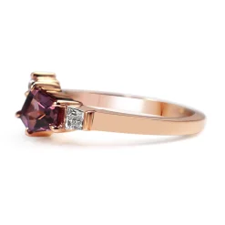 18ct Rose Gold Pink/Purple Sapphire and Diamond Ring