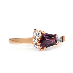 18ct Rose Gold Pink/Purple Sapphire and Diamond Ring