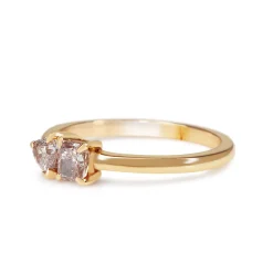 18ct Rose Gold Radiant and Heart Cut Moi et Toi Style Pink Diamond Ring