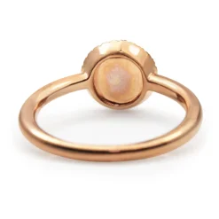 9ct Rose Gold Rose Quartz and Diamond Halo Ring