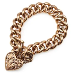 9ct Rose Gold Solid Curb Link Bracelet with Padlock Clasp