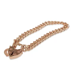 9ct Rose Gold Solid Curb Link Bracelet with Padlock Clasp