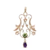 9ct Rose Gold Suffragette Peridot, Pearl and Amethyst Pendant
