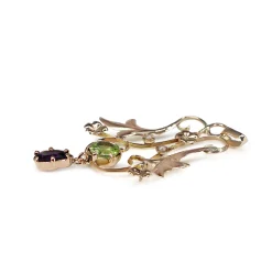9ct Rose Gold Suffragette Peridot, Pearl and Amethyst Pendant