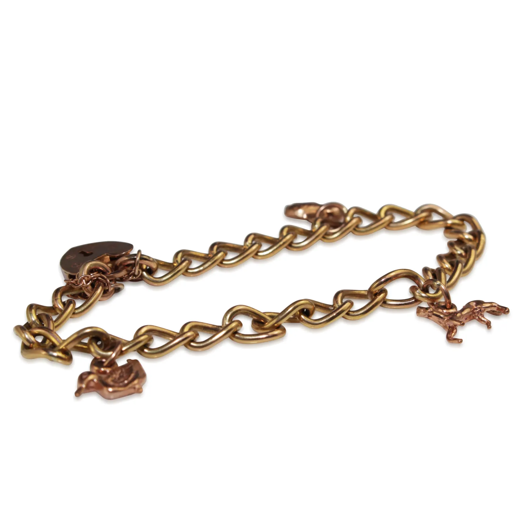 9ct Rose Gold Vintage Charm Bracelet
