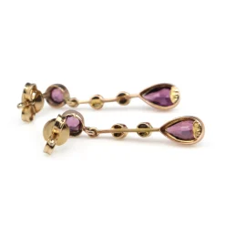 9ct Rose Gold Vintage Rhodolite Garnet and Seed Pearl Earrings